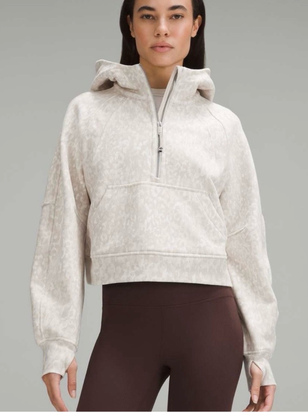 NWT Lululemon Scuba Oversized Half-Zip Hoodie Lined Leopard XS/S